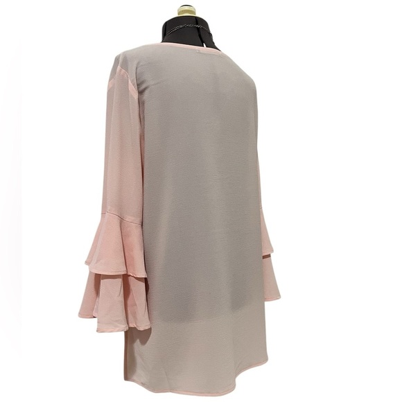 Gibson Pink Bell Ruffle Sleeve Blouse with Hi Low Hemline Size S - Picture 6 of 9